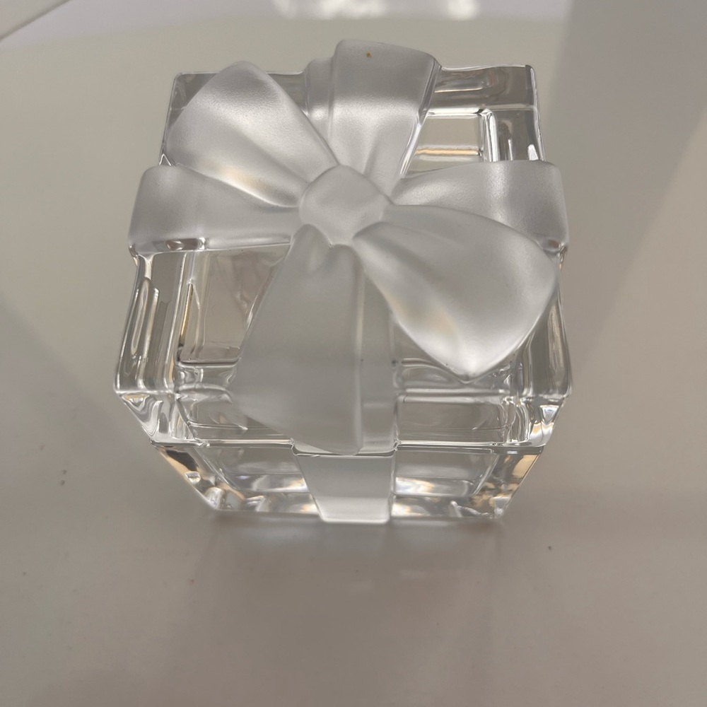 Tiffany Crystal Box Wrapped with a Frosted Bow.